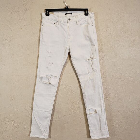 Abercrombie 90s Athletic Skinny Ripped White Jeans Men’s 32x30 Distressed VTGg - Picture 2 of 8